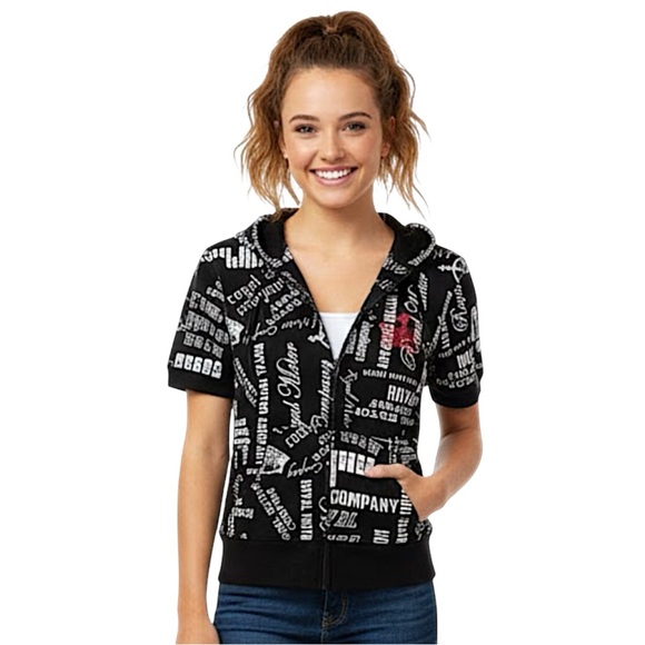 feathers Tops - Feathers Royal Motor Company Short Sleeve Full Zip Hoodie Medium